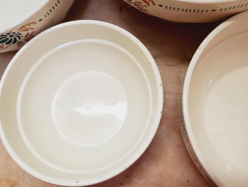 Pamono Antique French Floral Ironstone Terre de Fer Serving Bowls from Sarreguemines, Set of 4> Serving Dishes