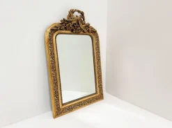 Hot Pamono Antique French Giltwood Wall Mirror with Bird and Laurel Crest, 19th Century