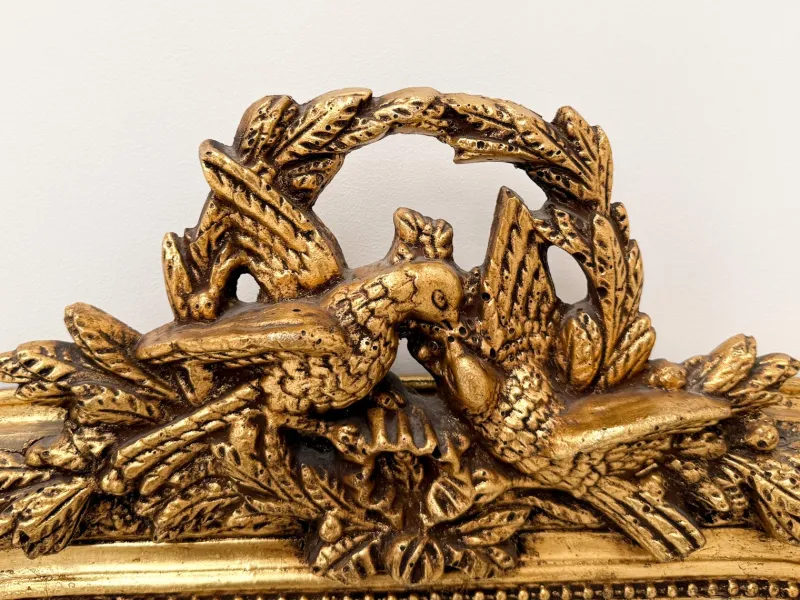 Hot Pamono Antique French Giltwood Wall Mirror with Bird and Laurel Crest, 19th Century