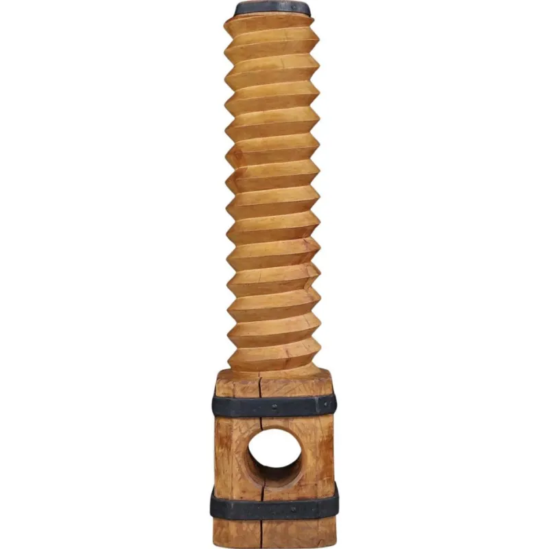 Pamono Antique French Grape Press Screw Pedestal with Patina, 1850> Pedestals And Columns