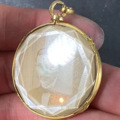 Best Pamono Antique French 18k Yellow Gold Faceted Glass Photo Pendant Locket, 1890s