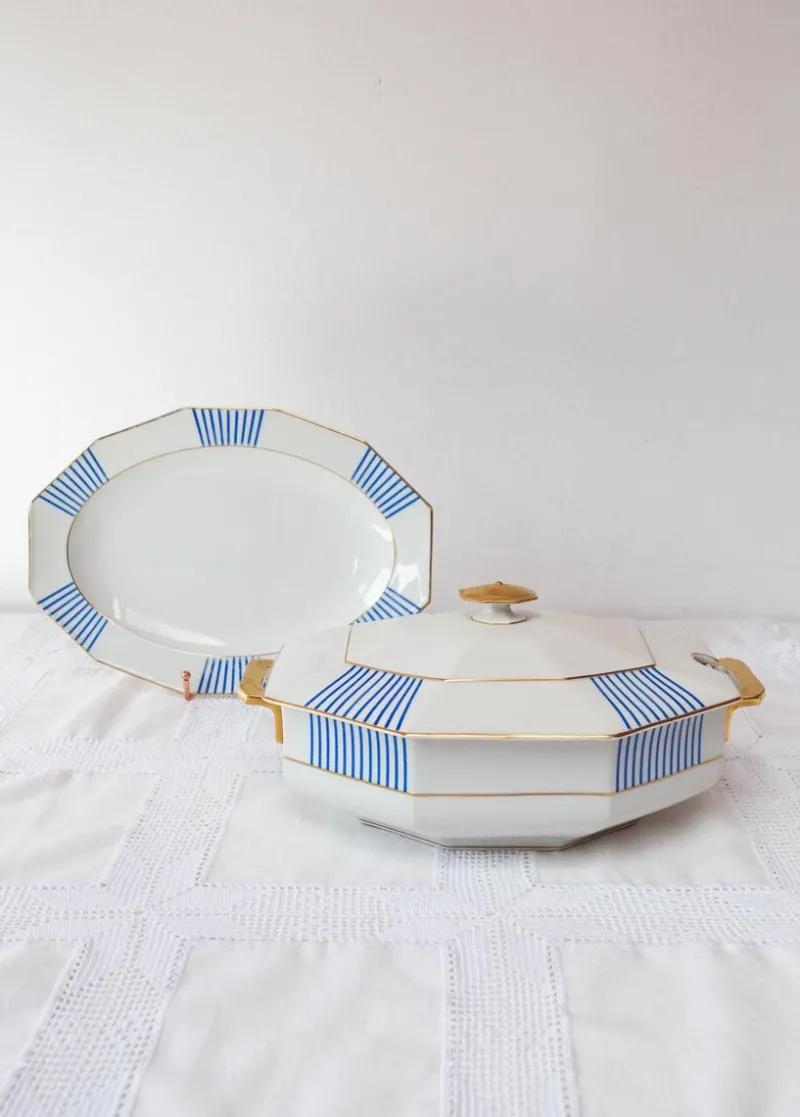 Online Pamono Antique French Limoges Lanternier Porcelain Tureen with Dish, 1920, Set of 2