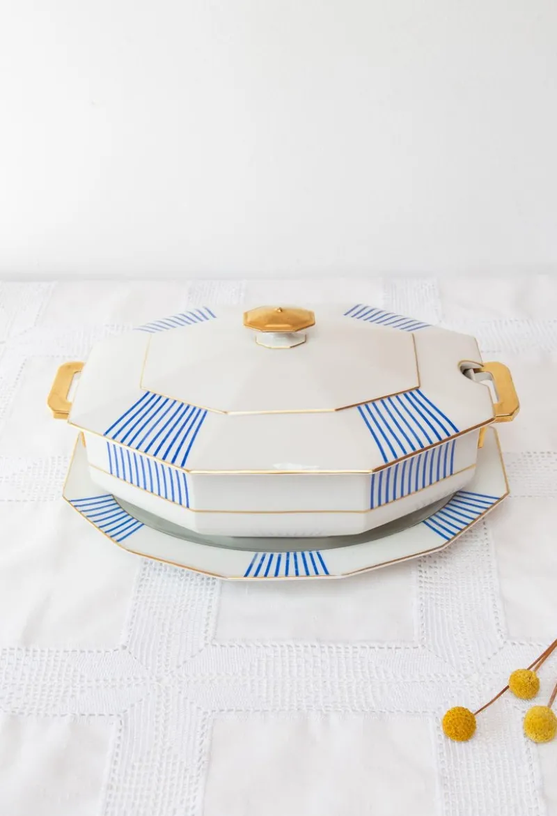 Online Pamono Antique French Limoges Lanternier Porcelain Tureen with Dish, 1920, Set of 2