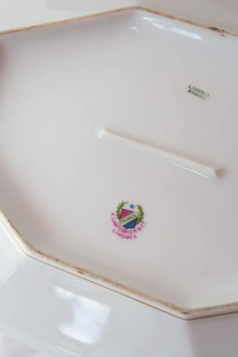 Online Pamono Antique French Limoges Lanternier Porcelain Tureen with Dish, 1920, Set of 2