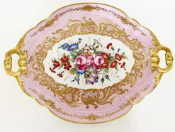 Clearance Pamono Antique French Limoges Pink Tray, 1890s