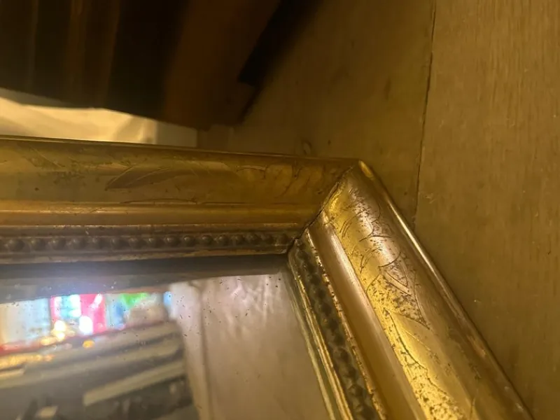 New Pamono Antique French Louis Philippe Domed Topped Gold Gilt Mirror, 1850