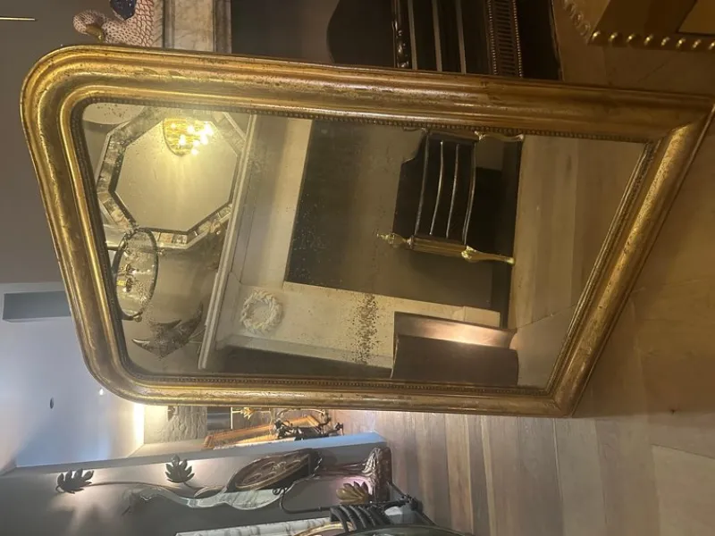 New Pamono Antique French Louis Philippe Domed Topped Gold Gilt Mirror, 1850