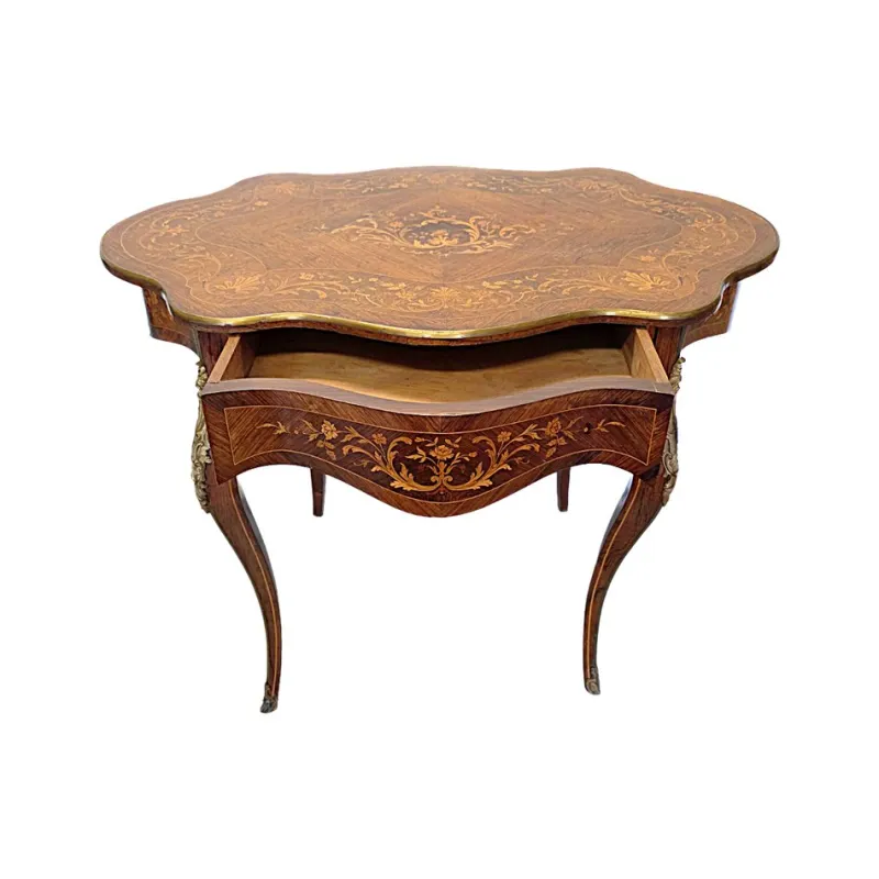 Pamono Antique French Louis XV Style Table with Drawer, 1800s> Coffee & Side Tables