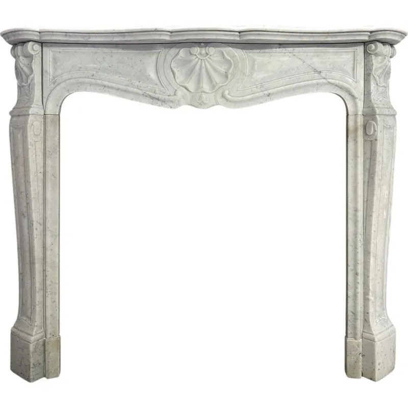 Pamono Antique French Louis XV Style Carrara Marble Fireplace Mantel, 1860s> Fireplaces And Mantels