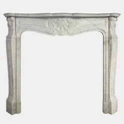 Pamono Antique French Louis XV Style Carrara Marble Fireplace Mantel, 1860s> Fireplaces And Mantels