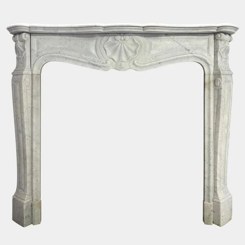 Pamono Antique French Louis XV Style Carrara Marble Fireplace Mantel, 1860s> Fireplaces And Mantels
