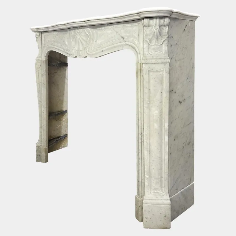 Pamono Antique French Louis XV Style Carrara Marble Fireplace Mantel, 1860s> Fireplaces And Mantels