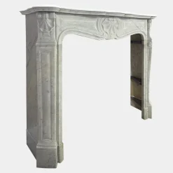 Pamono Antique French Louis XV Style Carrara Marble Fireplace Mantel, 1860s><noscript><img width=