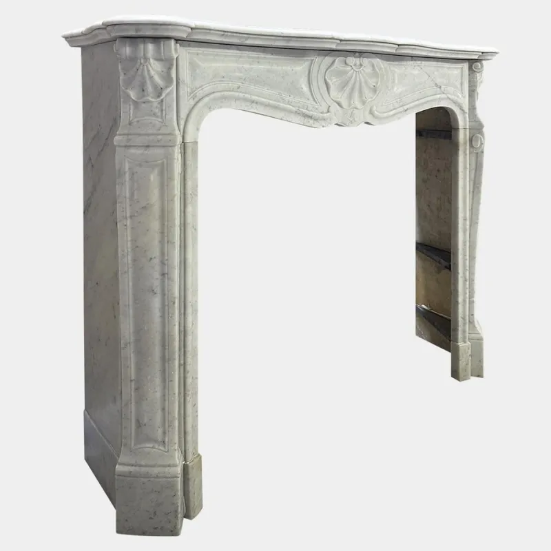 Pamono Antique French Louis XV Style Carrara Marble Fireplace Mantel, 1860s> Fireplaces And Mantels