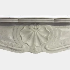 Pamono Antique French Louis XV Style Carrara Marble Fireplace Mantel, 1860s><noscript><img width=