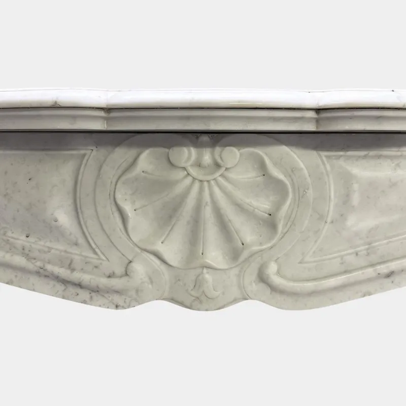 Pamono Antique French Louis XV Style Carrara Marble Fireplace Mantel, 1860s> Fireplaces And Mantels