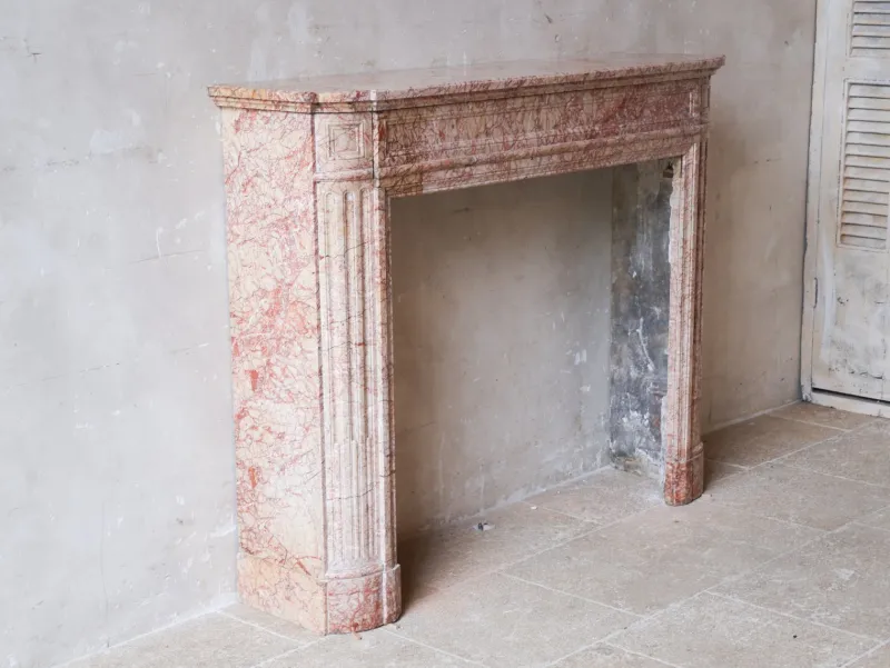 Pamono Antique French Marble Fireplace in Pink Tones> Fireplaces And Mantels
