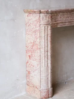 Pamono Antique French Marble Fireplace in Pink Tones><noscript><img width=