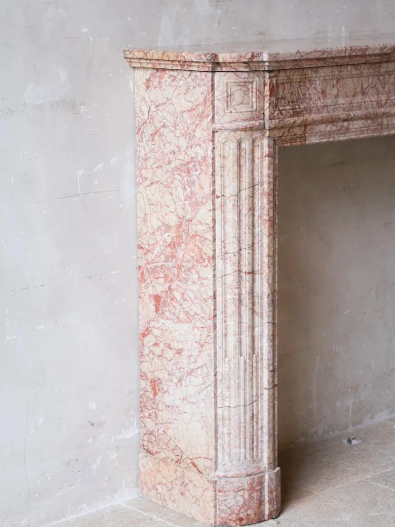 Pamono Antique French Marble Fireplace in Pink Tones> Fireplaces And Mantels