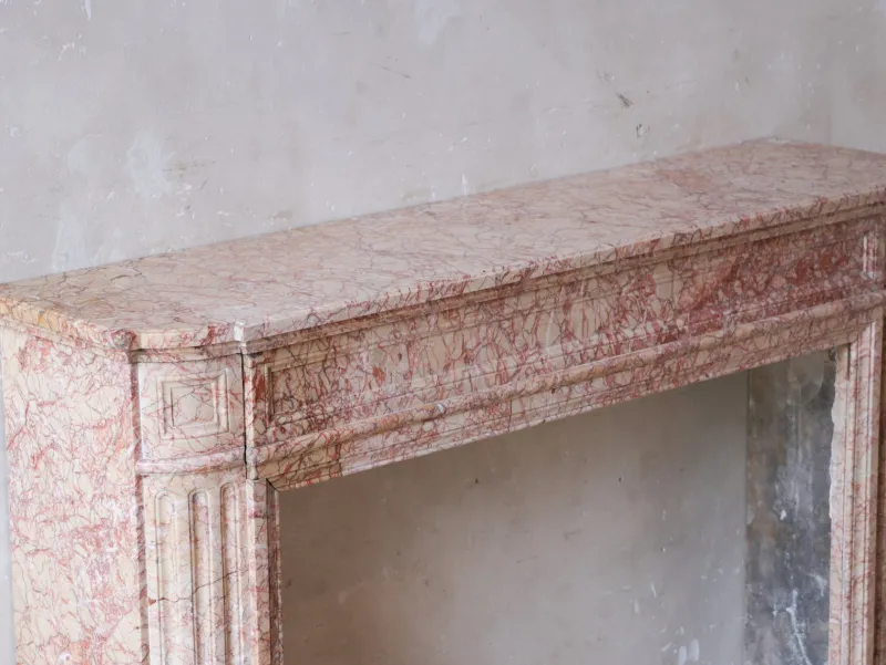 Pamono Antique French Marble Fireplace in Pink Tones> Fireplaces And Mantels