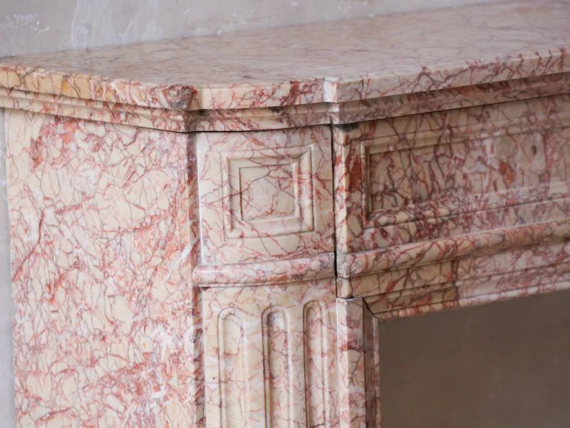 Pamono Antique French Marble Fireplace in Pink Tones> Fireplaces And Mantels
