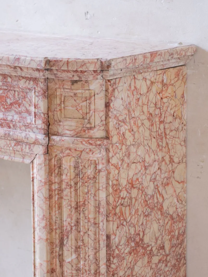 Pamono Antique French Marble Fireplace in Pink Tones> Fireplaces And Mantels