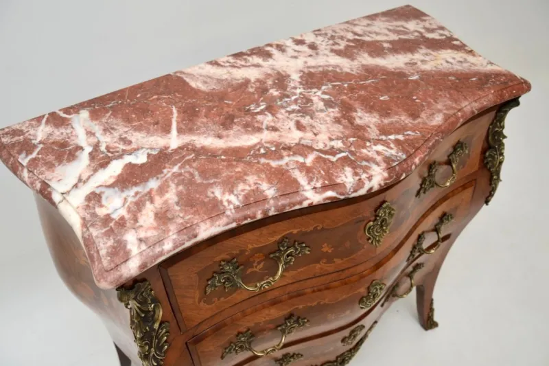 Outlet Pamono Antique French Marble Top Bombe Commode, 1890s