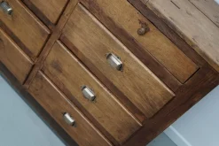 Sale Pamono Antique French Oak and Beech Rustic Bank of Apothecary Drawers, 1910s