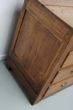 Sale Pamono Antique French Oak and Beech Rustic Bank of Apothecary Drawers, 1910s