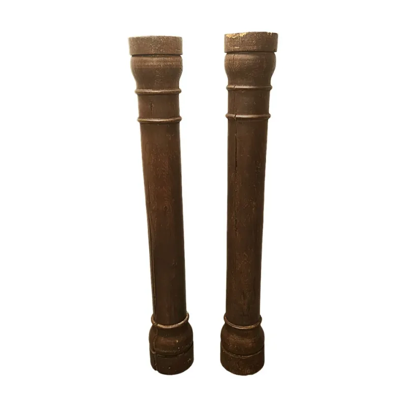 Pamono Antique French Oak Columns, Set of 2> Pedestals And Columns