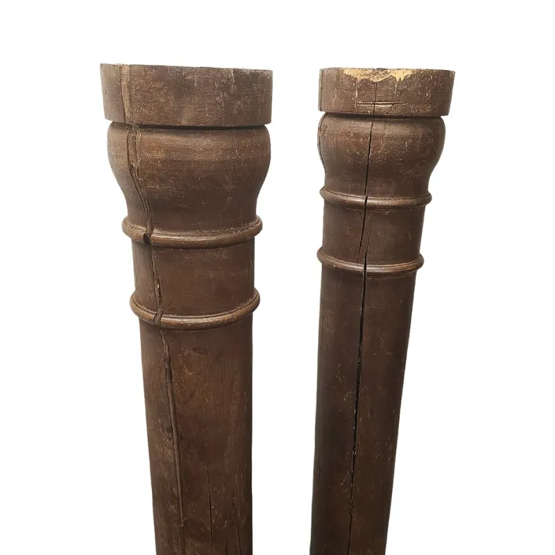 Pamono Antique French Oak Columns, Set of 2> Pedestals And Columns