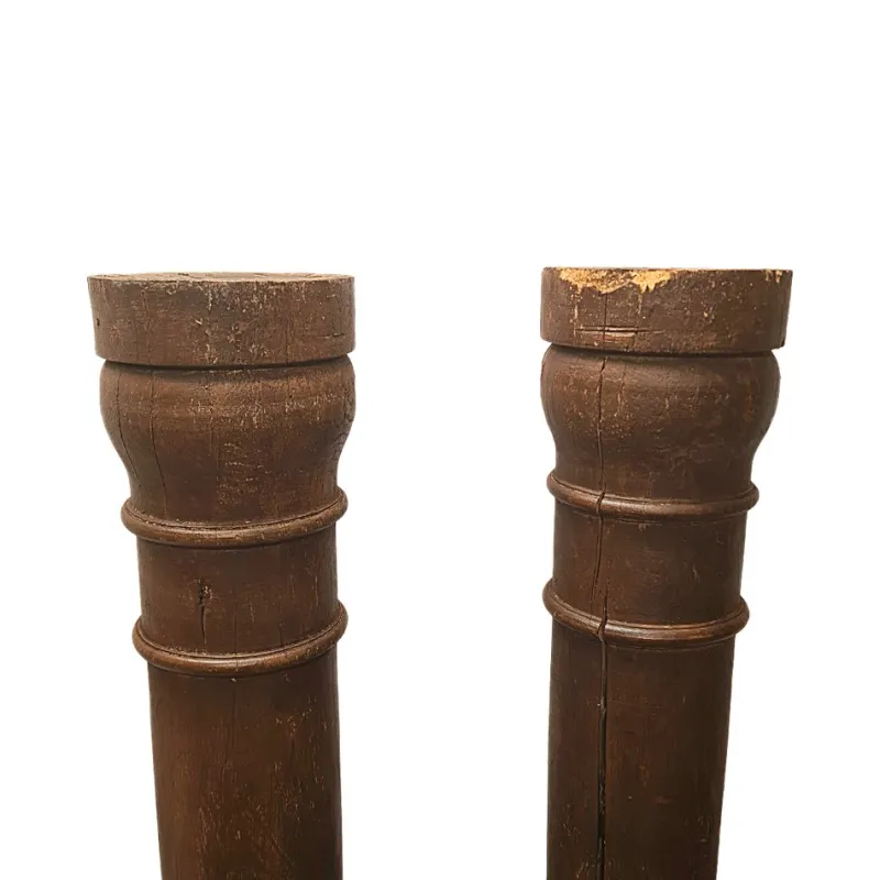 Pamono Antique French Oak Columns, Set of 2> Pedestals And Columns