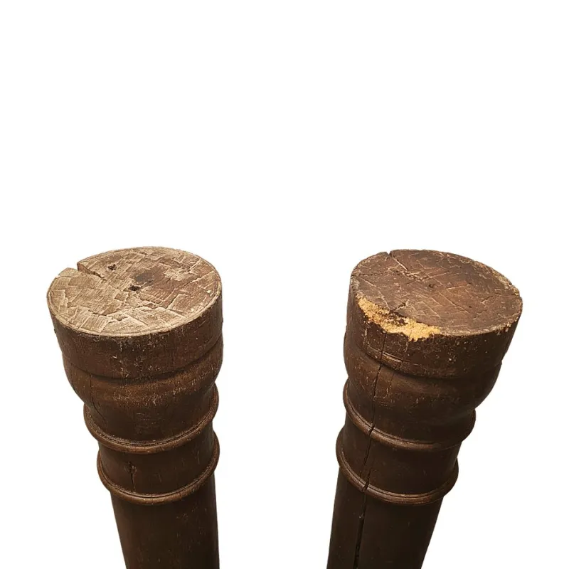 Pamono Antique French Oak Columns, Set of 2> Pedestals And Columns