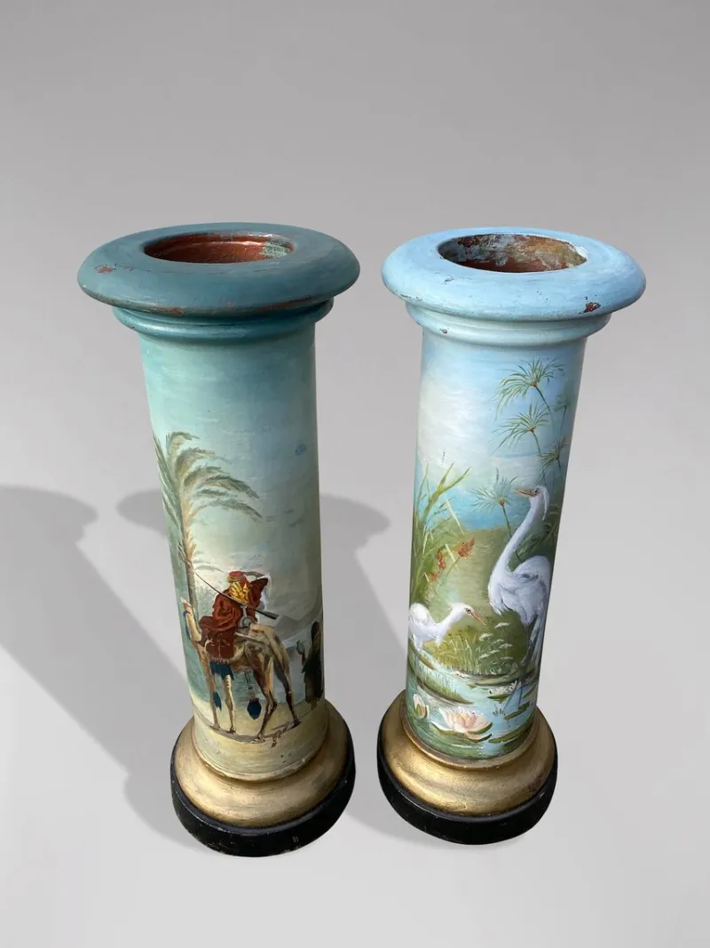 Online Pamono Antique French Painted Columns by Marguerite, 1896, Set of 2