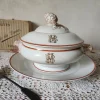Pamono Antique French Porcelain Pillivuyt Soup Tureen with Gilded MB/BM Monogram> Serving Dishes