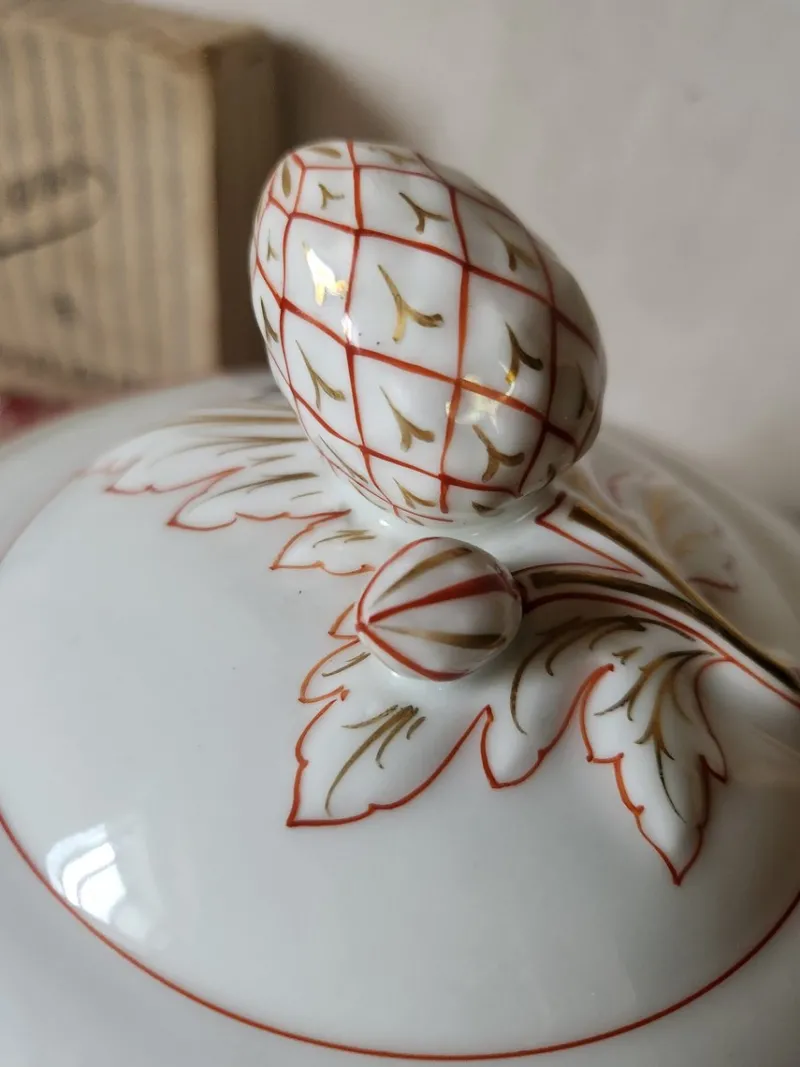 Pamono Antique French Porcelain Pillivuyt Soup Tureen with Gilded MB/BM Monogram> Serving Dishes