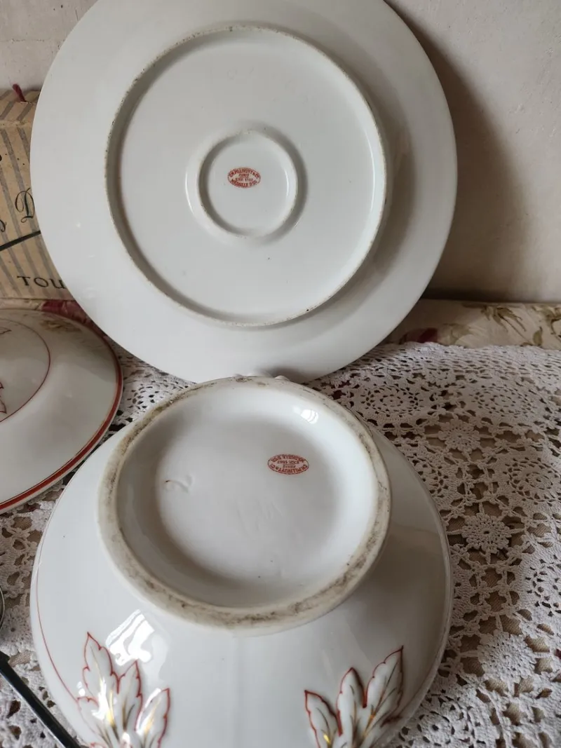 Pamono Antique French Porcelain Pillivuyt Soup Tureen with Gilded MB/BM Monogram> Serving Dishes