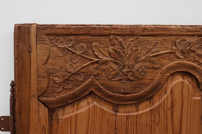 Pamono Antique French Provincial Hand-Carved Doors, 1880s, Set of 2> Architectural Elements