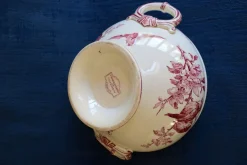 Outlet Pamono Antique French Red Favori Soup Tureen in Earthenware from Sarreguemines, 1890s