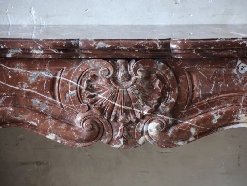 Pamono Antique French Rouge Royal Marble Fireplace> Fireplaces And Mantels