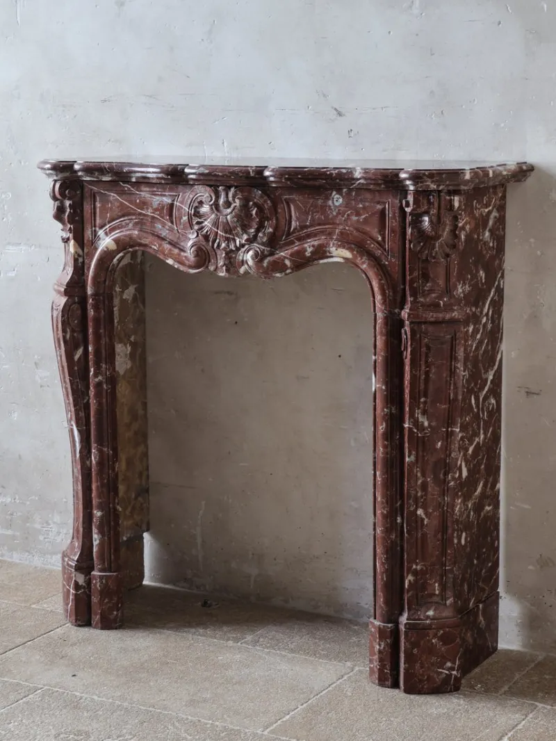 Pamono Antique French Rouge Royal Marble Fireplace> Fireplaces And Mantels