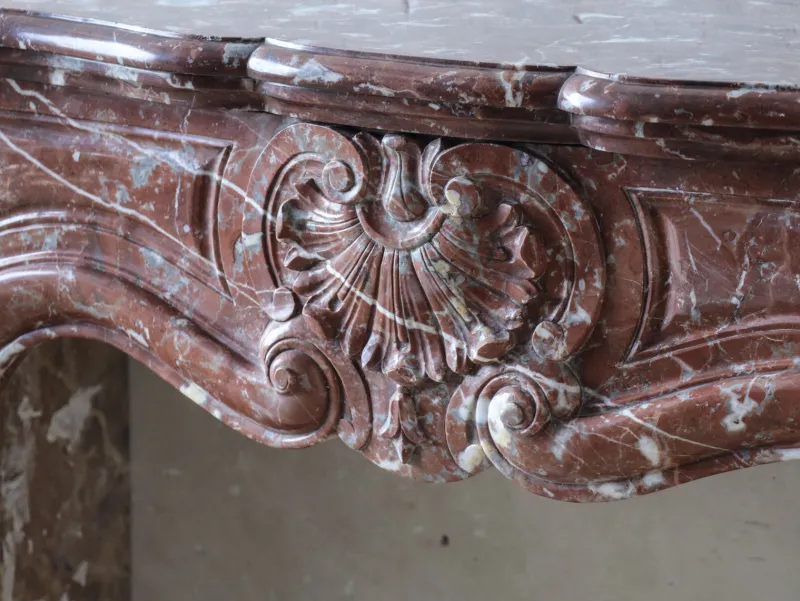 Pamono Antique French Rouge Royal Marble Fireplace> Fireplaces And Mantels
