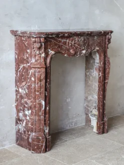 Pamono Antique French Rouge Royal Marble Fireplace><noscript><img width=