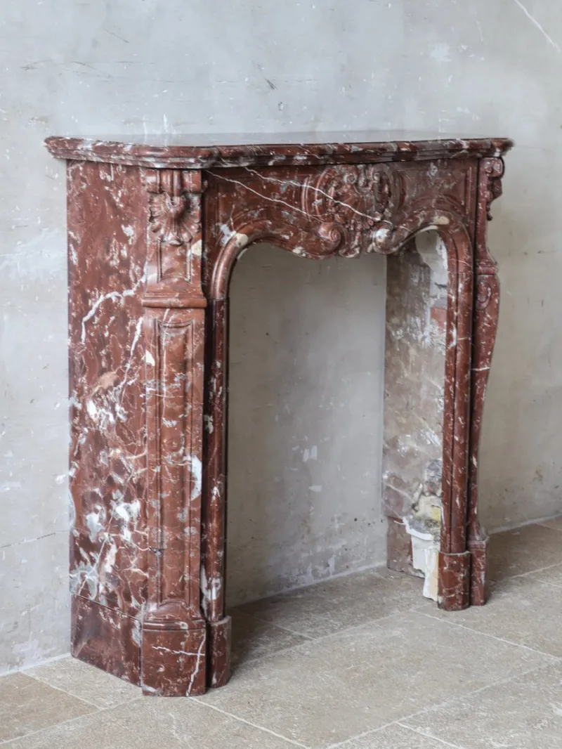 Pamono Antique French Rouge Royal Marble Fireplace> Fireplaces And Mantels
