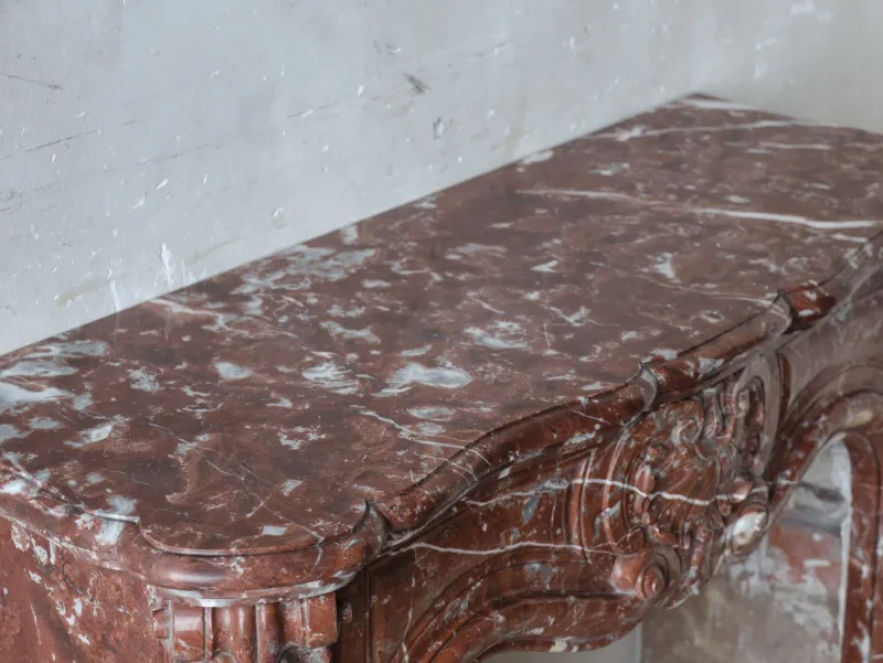 Pamono Antique French Rouge Royal Marble Fireplace> Fireplaces And Mantels