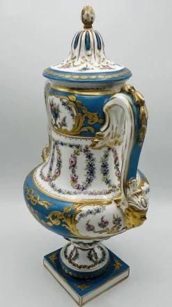New Pamono Antique French Sevres Style Porcelain Double Handled Urn