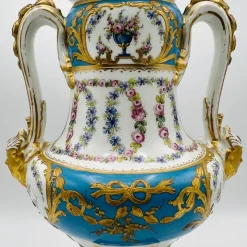 New Pamono Antique French Sevres Style Porcelain Double Handled Urn