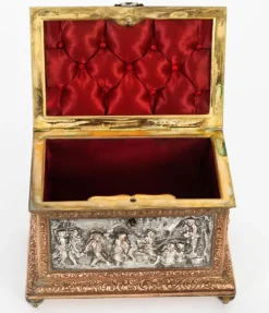 Discount Pamono Antique French Silvered and Gilted Copper Jewellery Casket Box from AB Paris