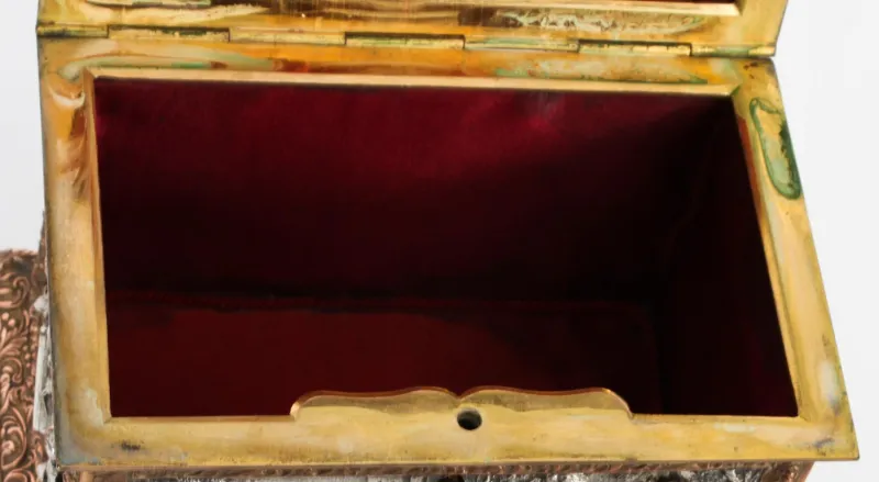 Discount Pamono Antique French Silvered and Gilted Copper Jewellery Casket Box from AB Paris