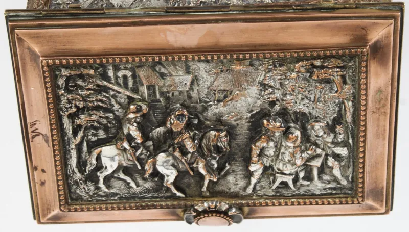 Discount Pamono Antique French Silvered and Gilted Copper Jewellery Casket Box from AB Paris